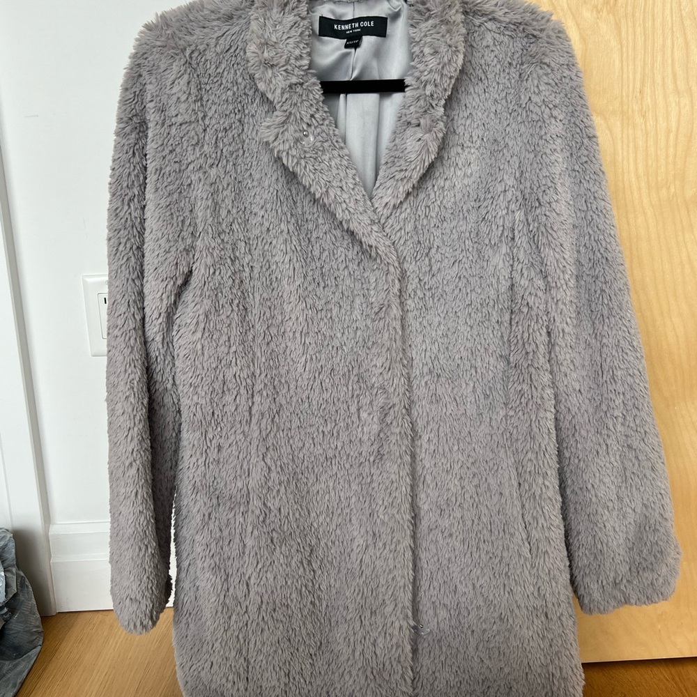 Kenneth Cole Women's Plush Gray Teddy Jacket